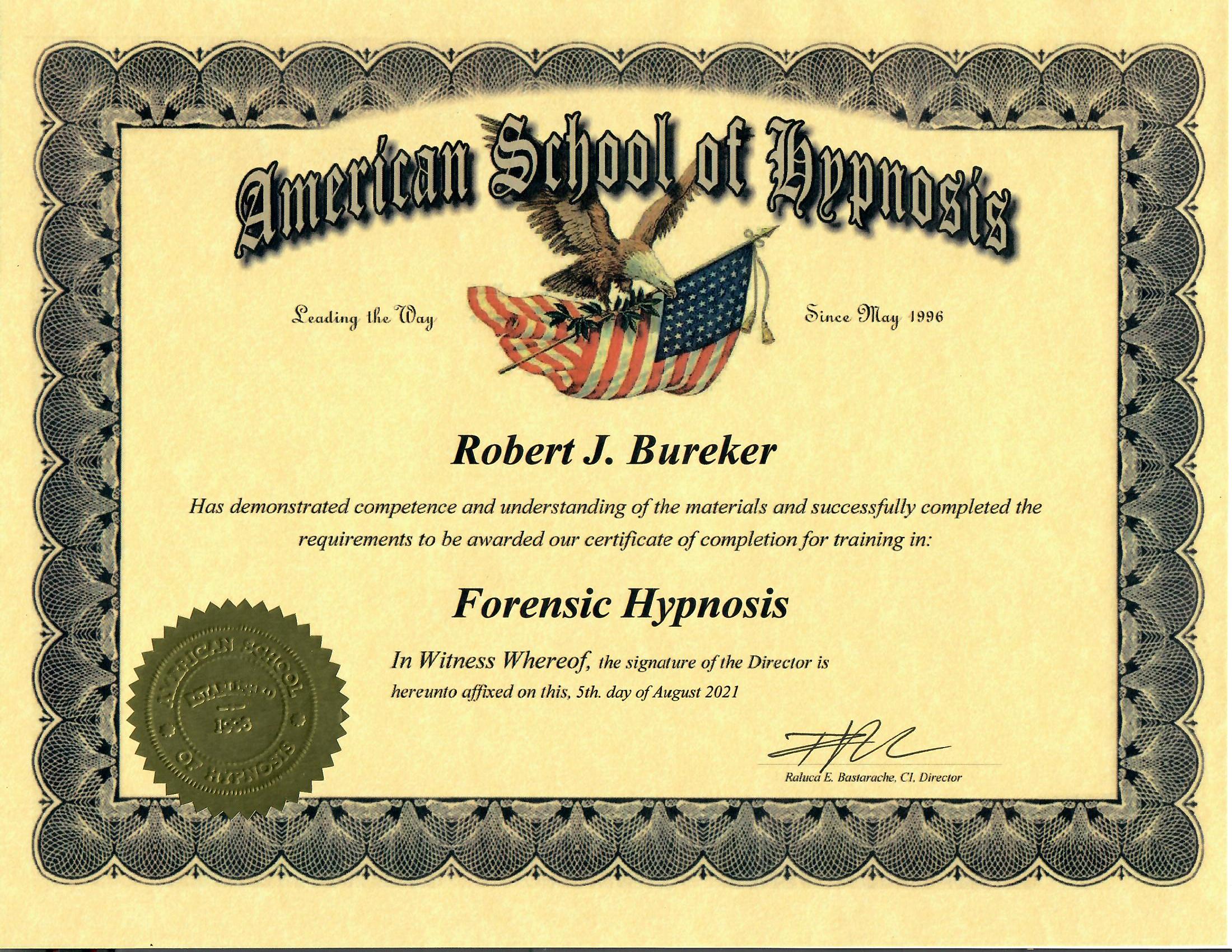 Froensic Hypnosis Certificate